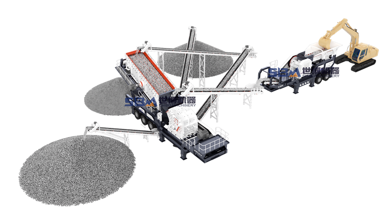 輪胎移動(dòng)破碎機(jī)組合